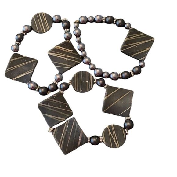 NWT Angelas Designs oneāof a kind BlackāandāsilverāhandmadeĀ bracelets - Picture 1 of 5